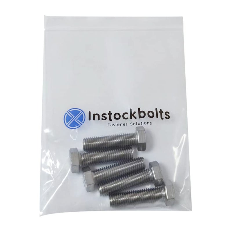 Instockbolts 1/2-13×1" Hex Head Screw Bolt, 304 Stainless Steel 18-8, Full Thread, Coarse Thread UNC, ASME B18.2.1, 5 Pcs-Pack - Image 5